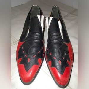 Women's Vintage Mootsies Tootsies Leather Black, Yellow, White & Red Western
